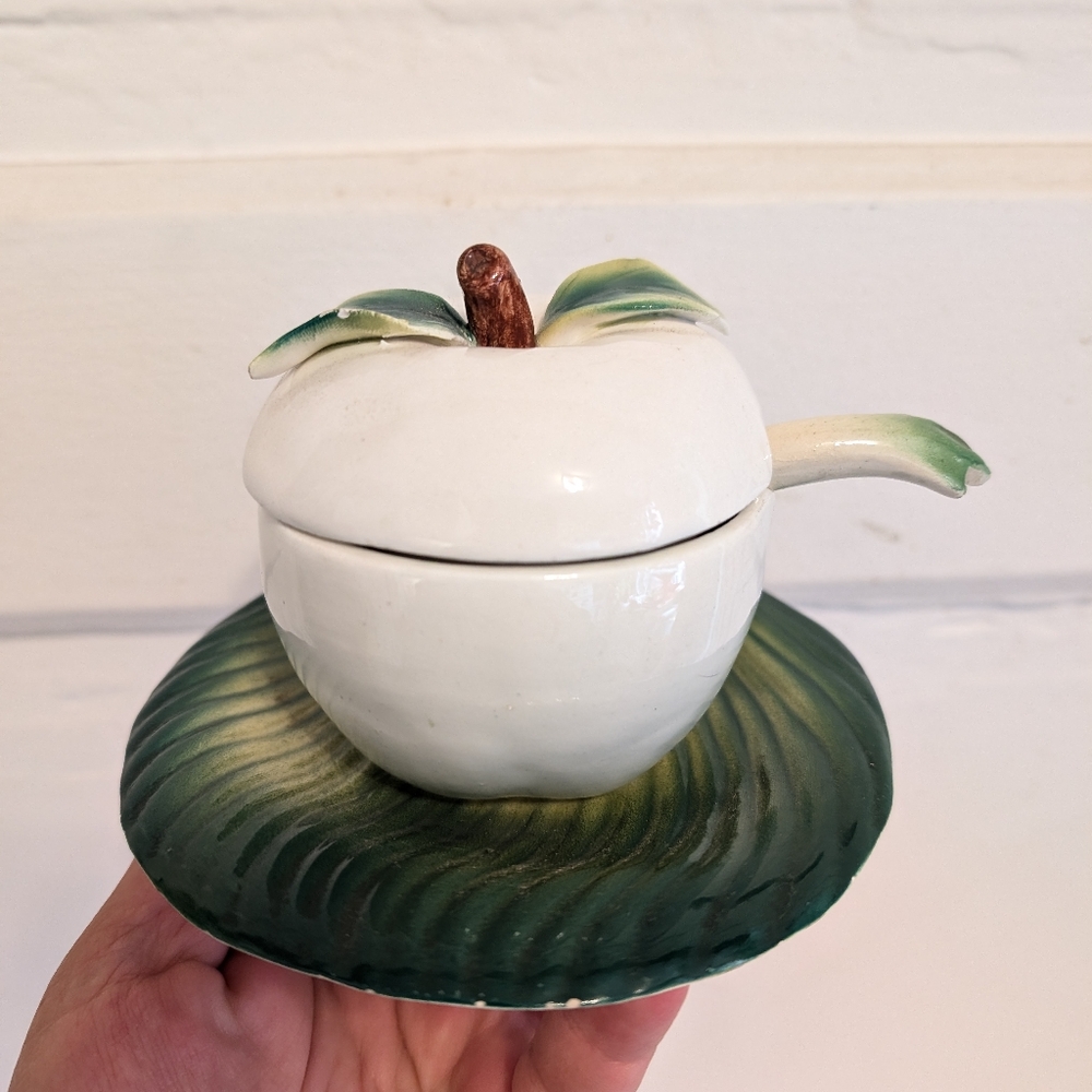 Vintage Italian Ceramic Apple Jam/Jelly Jar